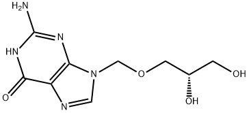 6H-Purin-6-one, 2-amino-9-[(2,3-dihydroxypropoxy)methyl]-1,9-dihydro-, (S)- (9CI) Struktur