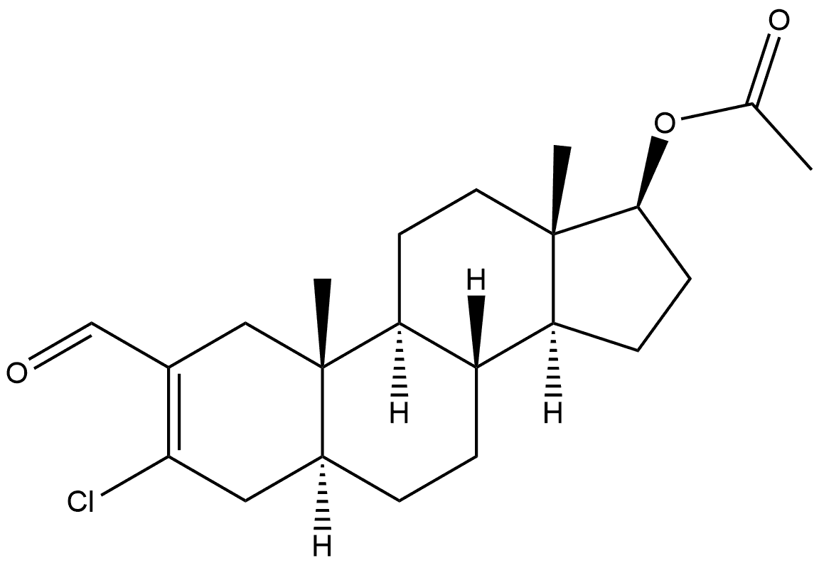 Androst-2-ene-2-carboxaldehyde, 17-(acetyloxy)-3-chloro-, (5α,17β)- Struktur