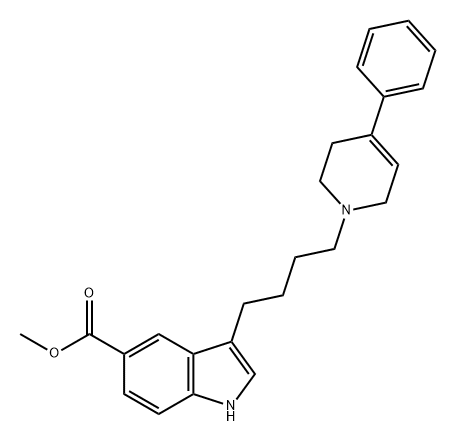 1H-Indole-5-carboxylic acid, 3-[4-(3,6-dihydro-4-phenyl-1(2H)-pyridinyl)butyl]-, methyl ester Struktur