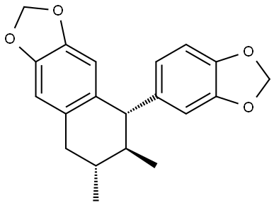 Naphtho[2,3-d]-1,3-dioxole, 5-(1,3-benzodioxol-5-yl)-5,6,7,8-tetrahydro-6,7-dimethyl-, (5S,6S,7R)- Struktur