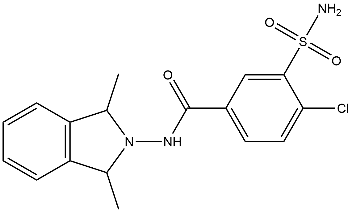 3-(Aminosulfonyl)-4-chloro-N-(1,3-dihydro-1,3-dimethyl-2H-isoindol-2-yl)benzamide Struktur