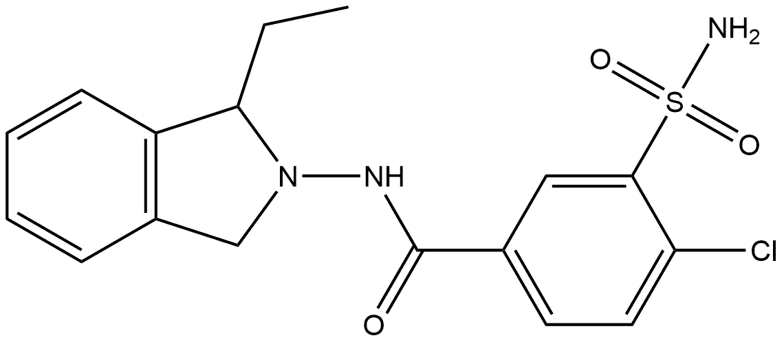 3-(Aminosulfonyl)-4-chloro-N-(1-ethyl-1,3-dihydro-2H-isoindol-2-yl)benzamide Struktur