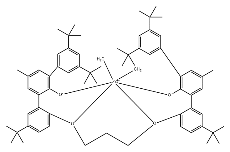 dimethyl[[2,2'''-[1,3-propanediylbis(oxy-kO)]bis[3'',5,5''-tris(1,1-dimethylethyl)-5'-methyl[1,1':3',1''-terphenyl]-2'-olato-kO]](2-)]-zirconium Struktur