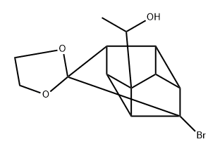 1-(1'-bromospiro(1,3-dioxolane-2,9'-pentacyclo[4.3.0.0~2,4~.0~3,8~.0~5,7~]non)-4'-yl)ethanol Struktur