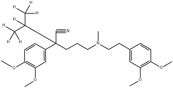 Benzeneacetonitrile, α-[3-[[2-(3,4-dimethoxyphenyl)ethyl]methylamino]propyl]-3,4-dimethoxy-α-[1-(methyl-d3)ethyl-1,2,2,2-d4]- (9CI) Struktur