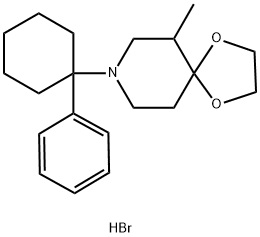 1,4-Dioxa-8-azaspiro[4.5]decane, 6-methyl-8-(1-phenylcyclohexyl)-, hydrobromide (1:1) Struktur