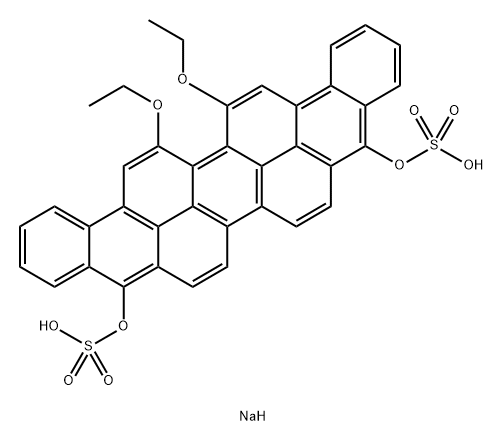 Anthra[9,1,2-cde]benzo[rst]pentaphene-5,10-diol, 16,17-diethoxy-, bis(hydrogen sulfate), disodium salt Struktur