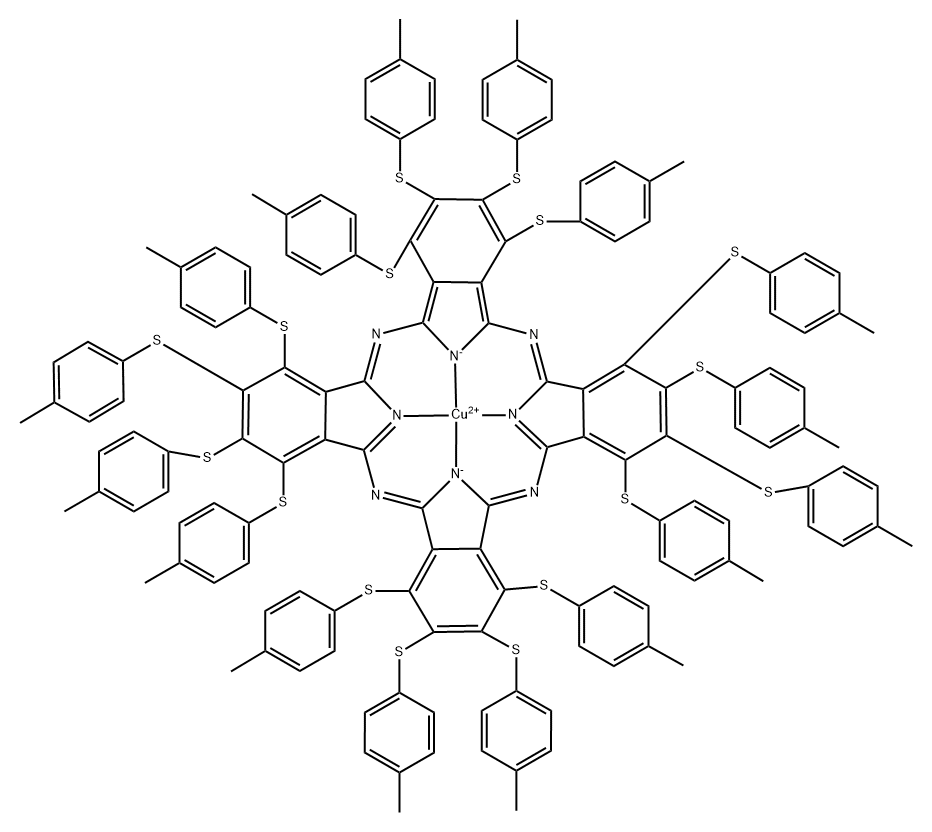 A mixture of compounds from (dodecakis(p-tolylthio)phthalocyaninato)copper(II) to  (hexadecakis(p-tolylthio)phthalocyaninato)copper(II) Struktur