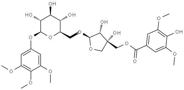 β-?D-?Glucopyranoside, 3,?4,?5-?trimethoxyphenyl 6-?O-?[5-?O-?(4-?hydroxy-?3,?5-?dimethoxybenzoyl)?-?D-?apio-?β-?D-?furanosyl]?-