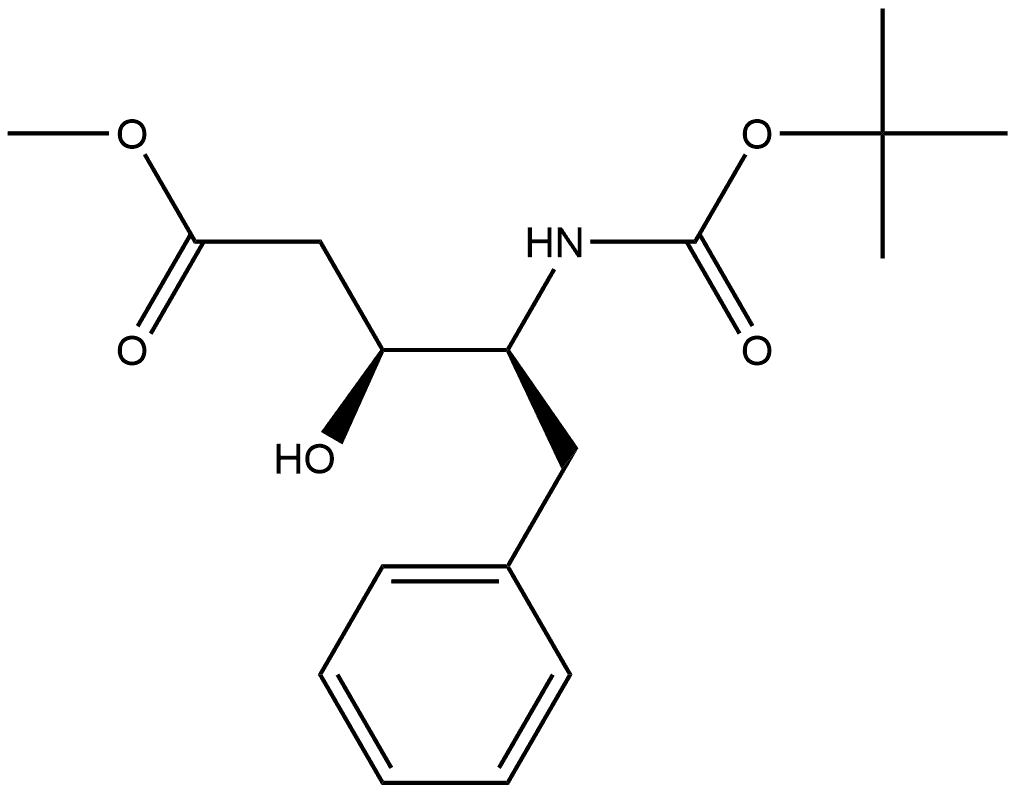 L-threo-Pentonic acid, 2,4,5-trideoxy-4-[[(1,1-dimethylethoxy)carbonyl]amino]-5-phenyl-, methyl ester Struktur