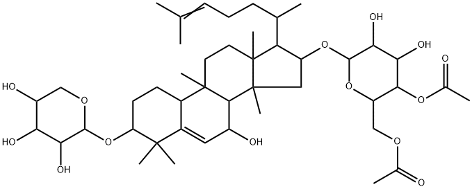 [3β-(β-D-Xylopyranosyloxy)-7β-hydroxycucurbita-5,24-dien-16β-yl]4-O,6-O-diacetyl-β-D-glucopyranoside Struktur