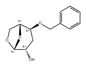 .beta.-D-arabino-Hexopyranose, 1,6-anhydro-3-deoxy-4-O-(phenylmethyl)- Struktur