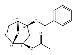 .beta.-D-ribo-Hexopyranose, 1,6-anhydro-3-deoxy-4-O-(phenylmethyl)-, acetate Struktur