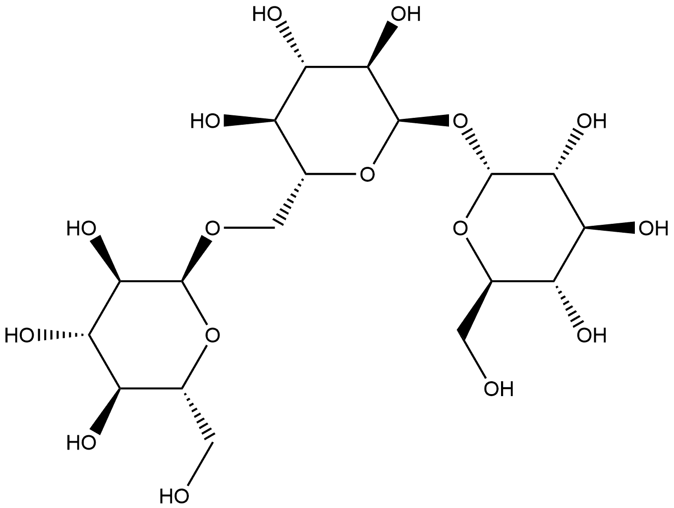 α-D-Glucopyranosyl O-α-D-glucopyranosyl-(1→6)-α-D-glucopyranoside Struktur