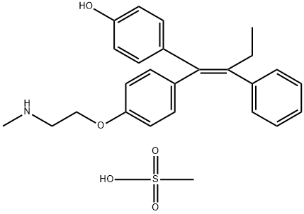 Phenol, 4-[(1Z)-1-[4-[2-(methylamino)ethoxy]phenyl]-2-phenyl-1-buten-1-yl]-, methanesulfonate (1:1) Struktur