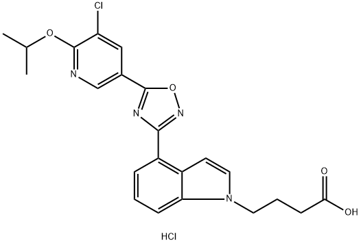 1H-Indole-1-butanoic acid, 4-[5-[5-chloro-6-(1-methylethoxy)-3-pyridinyl]-1,2,4-oxadiazol-3-yl]-, hydrochloride (1:1) Struktur