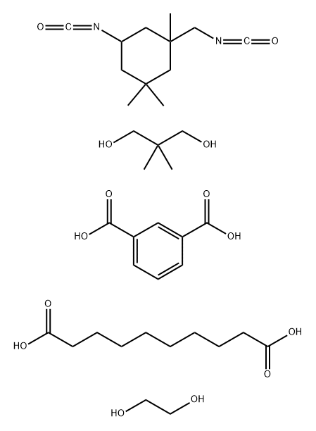 1,3-Benzenedicarboxylic acid polymer with decanedioic acid, 2,2-dimethyl-1,3-propanediol, 1,2-ethanediol and 5-isocyanato-1-(isocyanatomethyl)-1,3,3-trimethylcyclohexane Struktur