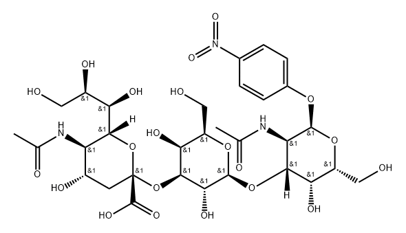 4-Nitrophenyl(N-acetyl-a-neuraminosyl)-(2→3)-O-b-D-galactopyranosyl-(1→3)-2-acetamido-2-deoxy-a-D-galactopyranoside Struktur