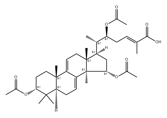 (22S,24E)-3α,15α,22-Tris(acetyloxy)-5α-lanosta-7,9(11),24-trien-26-oic acid Struktur