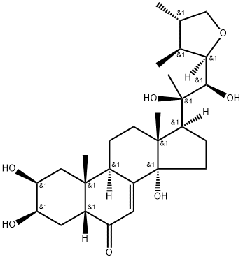 Ergost-7-en-6-one, 23,26-epoxy-2,3,14,20,22-pentahydroxy-, (2β,3β,5β,22R,23R,24S,25S)- Struktur