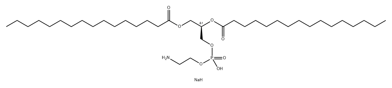 Hexadecanoic acid, (1R)-1-(2-aminoethoxy)hydroxyphosphinyloxymethyl-1,2-ethanediyl ester, monosodium salt Struktur