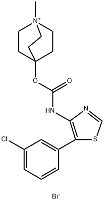 1-Azoniabicyclo[2.2.2]octane, 4-[[[[5-(3-chlorophenyl)-4-thiazolyl]amino]carbonyl]oxy]-1-methyl-, bromide (1:1) Struktur