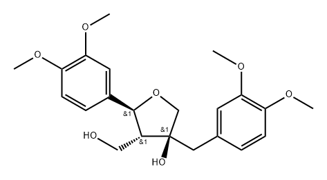 (2S)-2β-(3,4-Dimethoxyphenyl)-4β-[(3,4-dimethoxyphenyl)methyl]tetrahydro-3α-hydroxy-3-furanmethanol Struktur