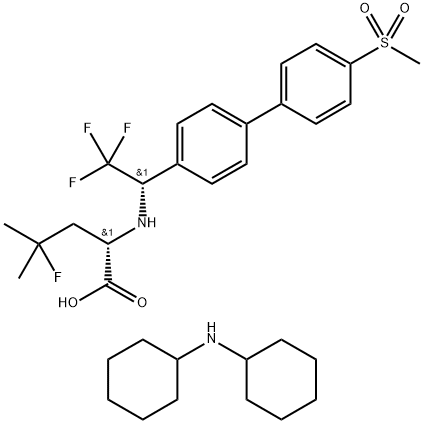 L-Leucine, 4-fluoro-N-[(1S)-2,2,2-trifluoro-1-[4'-(methylsulfonyl)[1,1'-biphenyl]-4-yl]ethyl]-, compd. with N-cyclohexylcyclohexanamine Struktur