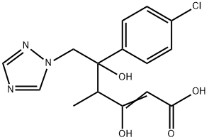 Hex-2-enonic acid, 5-C-(4-chlorophenyl)-2,4,6-trideoxy-4-methyl-6-(1H-1,2,4-triazol-1-yl)- Struktur