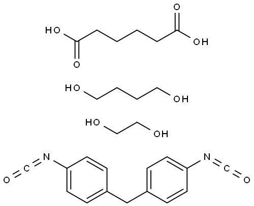 1,4-Butanediol-diphenylmethane 4,4'-diisocyanate-polyethylene adipate glycol copolymer Struktur