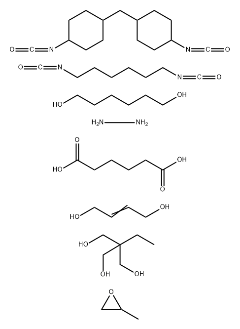 Hexanedioic acid, polymer with 2-butene-1,4-diol, 1,6-diisocyanatohexane, 2-ethyl-2-(hydroxymethyl)-1,3-propanediol, 1,6-hexanediol, hydrazine, 1,1-methylenebis4-isocyanatocyclohexane and methyloxirane, bisulfited Struktur