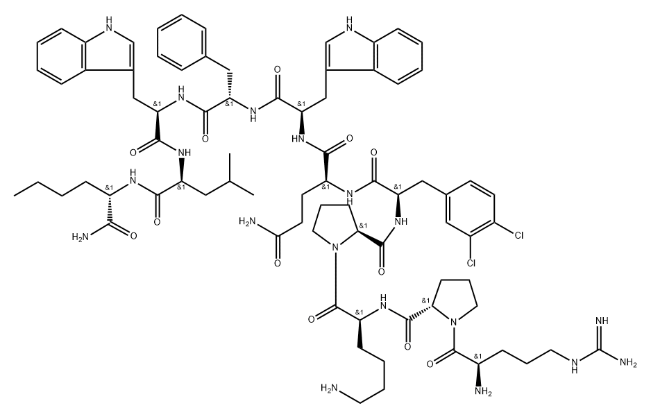 substance P, Arg(1)-Cl2-Phe(5)-Asn(6)-Trp(7,9)-Nle(11)- Struktur