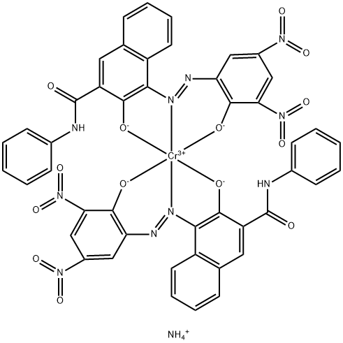 Chromat, bis(3-hydroxy-4-((2-hydroxy-3,5-dinitrophenyl)azo)-N-phenyl-2-naphthalencarboxamidato(2-))-, ammonium Struktur