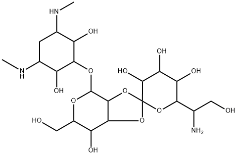 D-Streptamine,O-6-amino-6-deoxy-L-glycero-D-gluco-heptopyranosylidene-(1(R)2-3)-O-b-D-mannopyranosyl-(1(R)5)-2-deoxy-N1,N3-dimethyl- Struktur