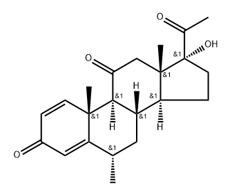 Pregna-1,4-diene-3,11,20-trione, 17-hydroxy-6-methyl-, (6α)- Struktur