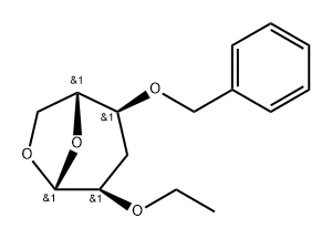 .beta.-D-ribo-Hexopyranose, 1,6-anhydro-3-deoxy-2-O-ethyl-4-O-(phenylmethyl)- Struktur