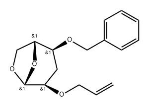 .beta.-D-ribo-Hexopyranose, 1,6-anhydro-3-deoxy-4-O-(phenylmethyl)-2-O-2-propenyl- Struktur