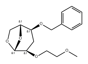 .beta.-D-ribo-Hexopyranose, 1,6-anhydro-3-deoxy-2-O-(2-methoxyethyl)-4-O-(phenylmethyl)- Struktur