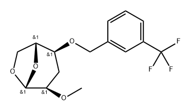 .beta.-D-ribo-Hexopyranose, 1,6-anhydro-3-deoxy-2-O-methyl-4-O-3-(trifluoromethyl)phenylmethyl- Struktur