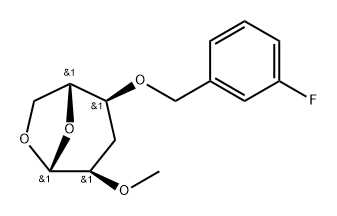 .beta.-D-ribo-Hexopyranose, 1,6-anhydro-3-deoxy-4-O-(3-fluorophenyl)methyl-2-O-methyl- Struktur