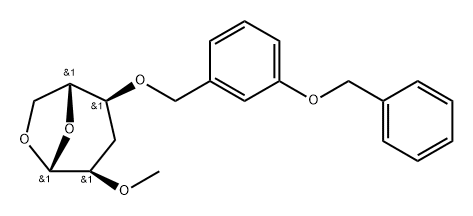 .beta.-D-ribo-Hexopyranose, 1,6-anhydro-3-deoxy-2-O-methyl-4-O-3-(phenylmethoxy)phenylmethyl- Struktur