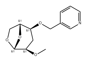 .beta.-D-ribo-Hexopyranose, 1,6-anhydro-3-deoxy-2-O-methyl-4-O-(3-pyridinylmethyl)- Struktur