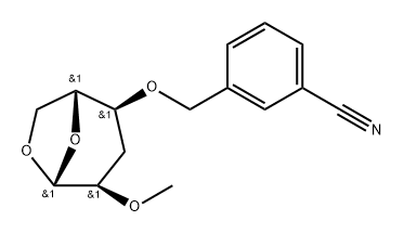 .beta.-D-ribo-Hexopyranose, 1,6-anhydro-4-O-(3-cyanophenyl)methyl-3-deoxy-2-O-methyl- Struktur