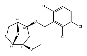 .beta.-D-ribo-Hexopyranose, 1,6-anhydro-3-deoxy-2-O-methyl-4-O-(2,3,6-trichlorophenyl)methyl- Struktur