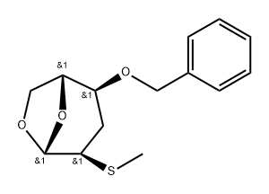 .beta.-D-ribo-Hexopyranose, 1,6-anhydro-3-deoxy-2-S-methyl-4-O-(phenylmethyl)-2-thio- Struktur