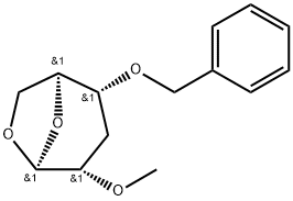 .beta.-L-ribo-Hexopyranose, 1,6-anhydro-3-deoxy-2-O-methyl-4-O-(phenylmethyl)- Struktur