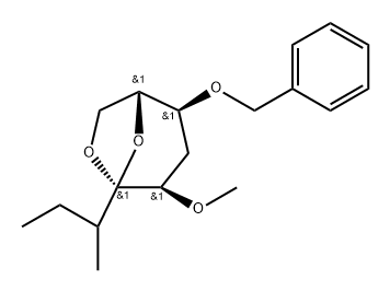 .beta.-D-ribo-4-Nonulopyranose, 4,9-anhydro-1,2,3,6-tetradeoxy-3-methyl-5-O-methyl-7-O-(phenylmethyl)- Struktur