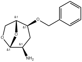 .beta.-D-ribo-Hexopyranose, 2-amino-1,6-anhydro-2,3-dideoxy-4-O-(phenylmethyl)- Struktur