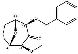 .beta.-D-ribo-Hexopyranos-3-ulose, 1,6-anhydro-2-O-methyl-4-O-(phenylmethyl)- Struktur