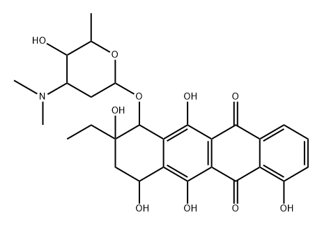 10-O-rhodosaminyl beta-rhodomycinone Struktur